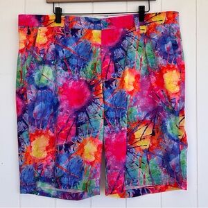 Hreski Men’s 10”‎ Golf Shorts Colorful Paint Splatter Design Size 40